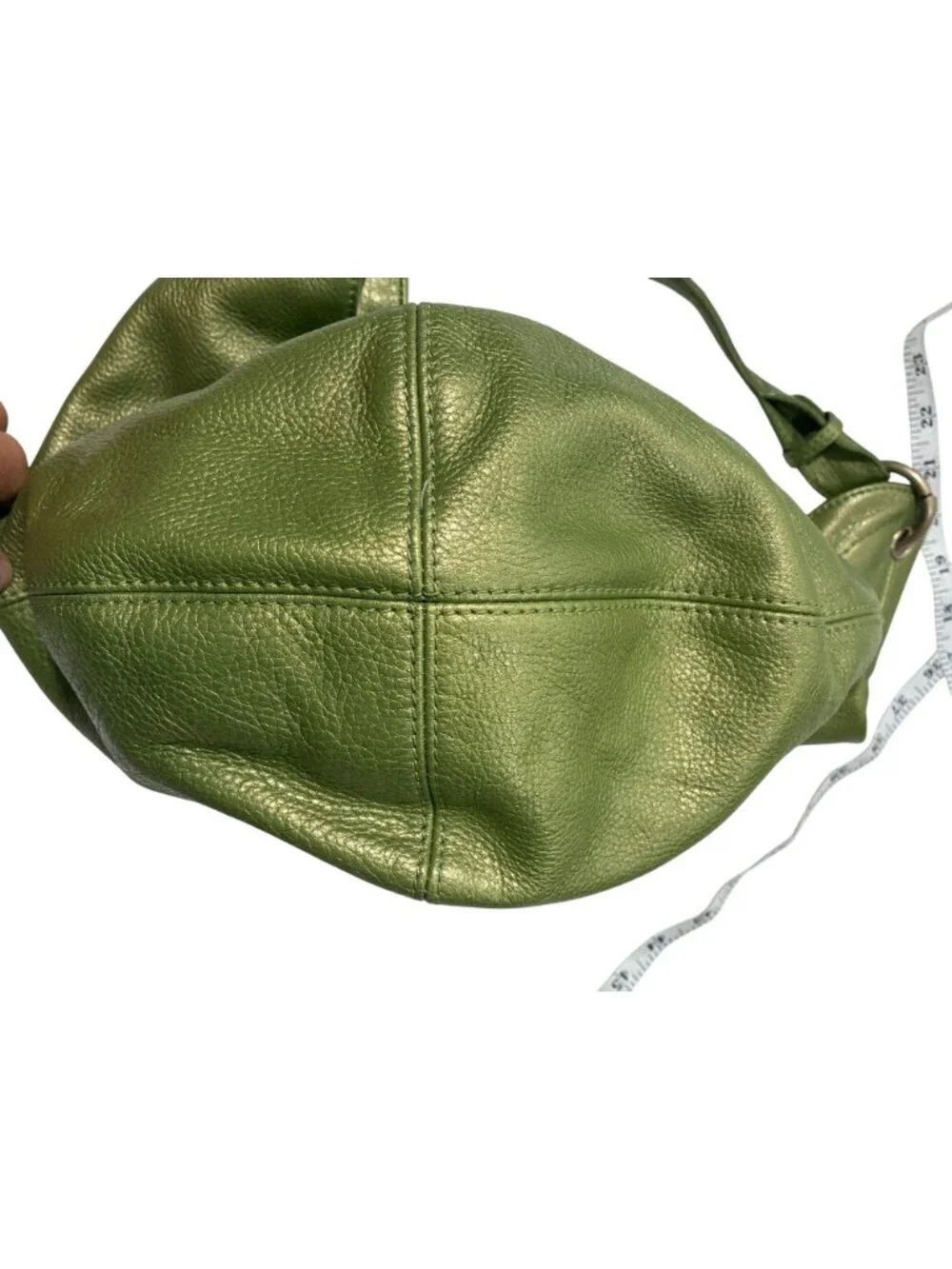 Hobo International rare Green Metallic pebbled Leather Hobo Bag Orange Interior